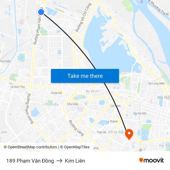 189 Phạm Văn Đồng to Kim Liên map