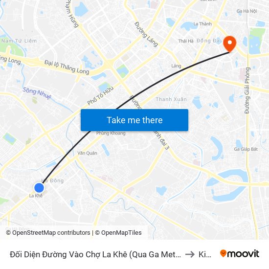 Đối Diện Đường Vào Chợ La Khê (Qua Ga Metro La Khê) - 405 Quang Trung (Hà Đông) to Kim Liên map