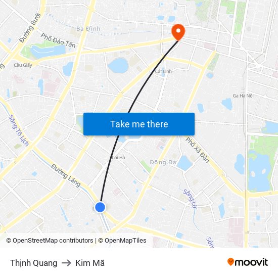 Thịnh Quang to Kim Mã map