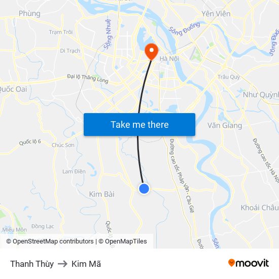 Thanh Thùy to Kim Mã map
