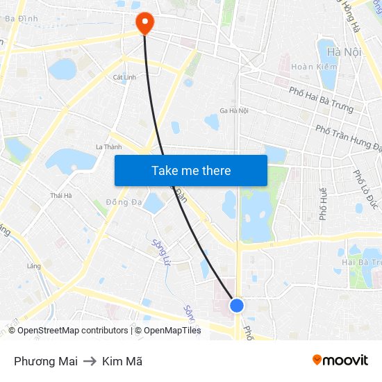 Phương Mai to Kim Mã map