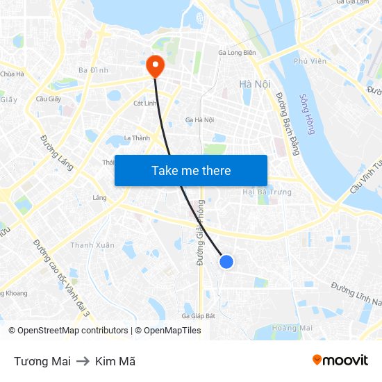 Tương Mai to Kim Mã map