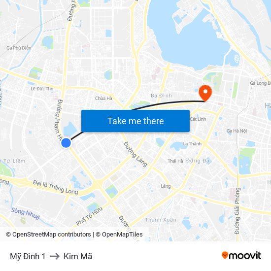 Mỹ Đình 1 to Kim Mã map