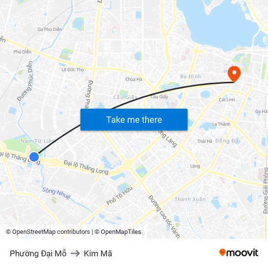 Phường Đại Mỗ to Kim Mã map