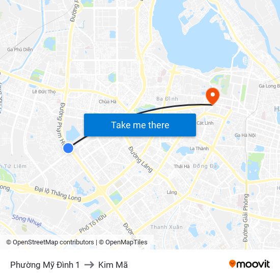 Phường Mỹ Đình 1 to Kim Mã map