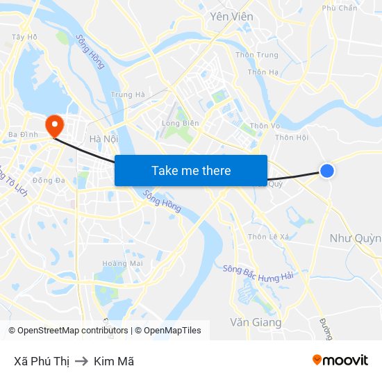 Xã Phú Thị to Kim Mã map