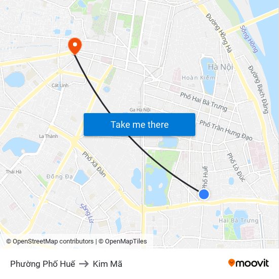 Phường Phố Huế to Kim Mã map