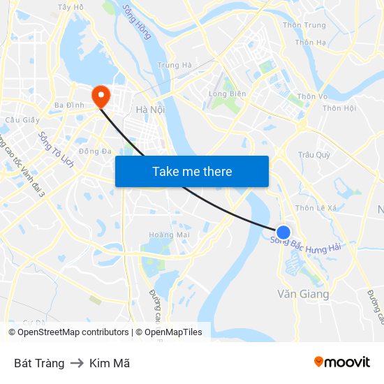 Bát Tràng to Kim Mã map