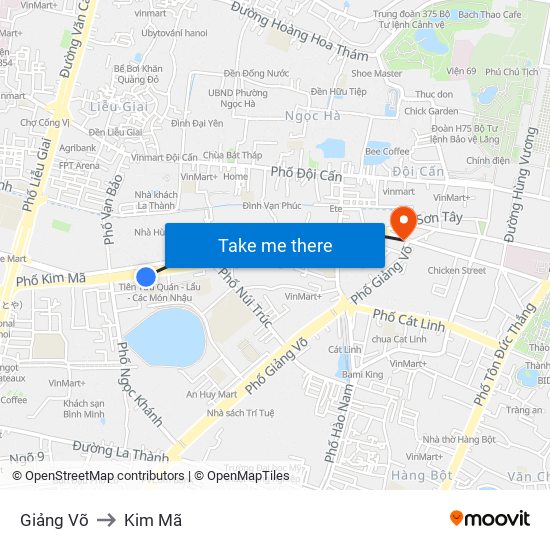 Giảng Võ to Kim Mã map