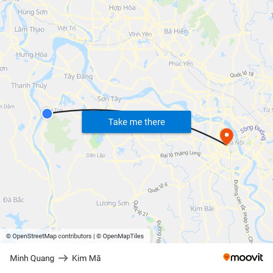 Minh Quang to Kim Mã map
