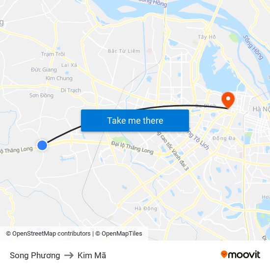 Song Phương to Kim Mã map