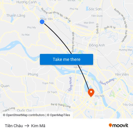 Tiền Châu to Kim Mã map