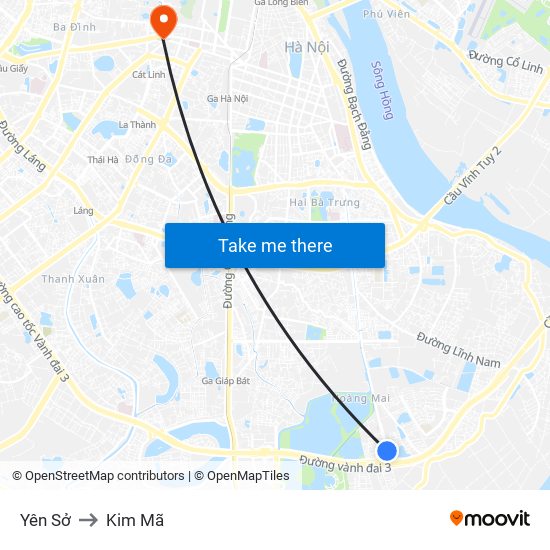 Yên Sở to Kim Mã map