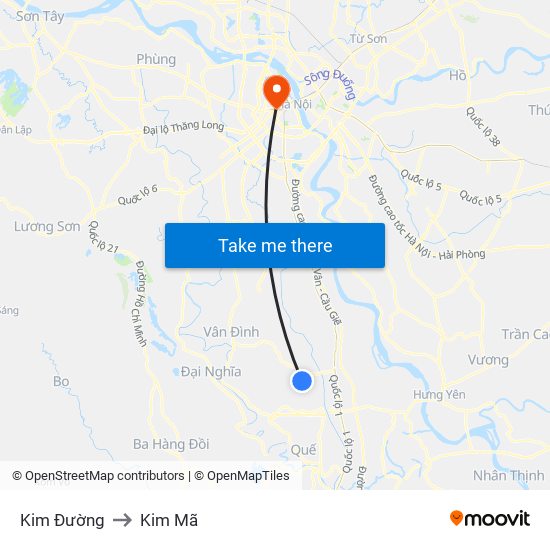 Kim Đường to Kim Mã map