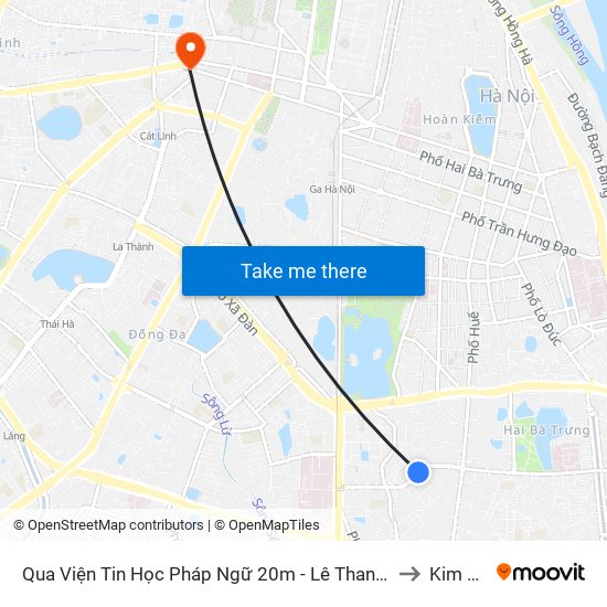 Qua Viện Tin Học Pháp Ngữ 20m - Lê Thanh Nghị to Kim Mã map