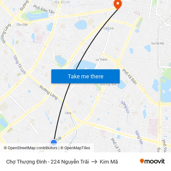 Chợ Thượng Đình - 224 Nguyễn Trãi to Kim Mã map