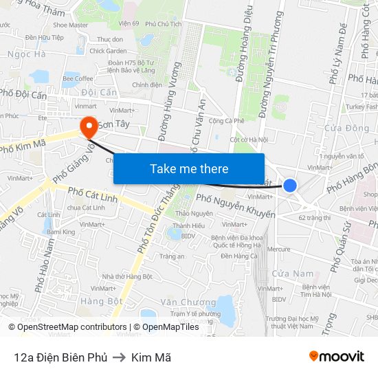 12a Điện Biên Phủ to Kim Mã map