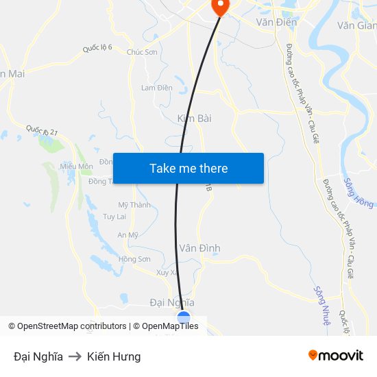 Đại Nghĩa to Kiến Hưng map