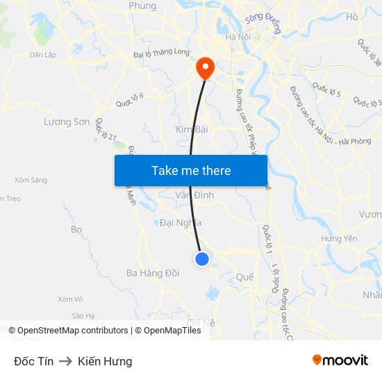 Đốc Tín to Kiến Hưng map