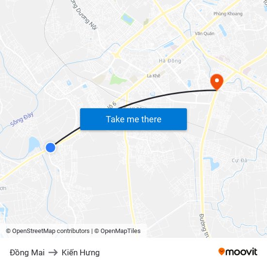 Đồng Mai to Kiến Hưng map