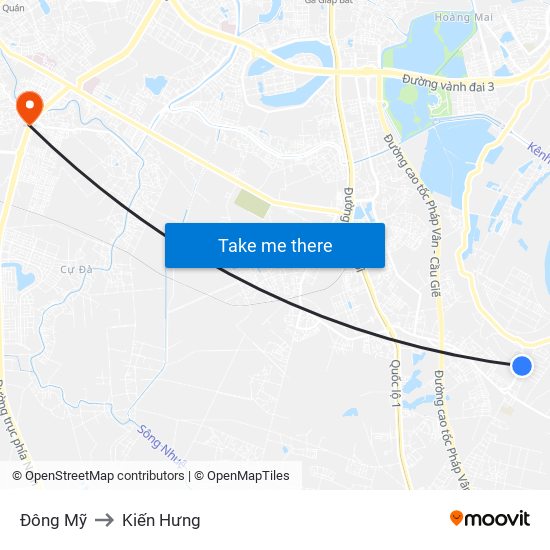 Đông Mỹ to Kiến Hưng map