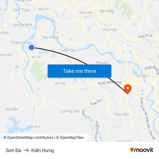 Sơn Đà to Kiến Hưng map