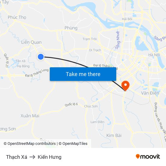 Thạch Xá to Kiến Hưng map