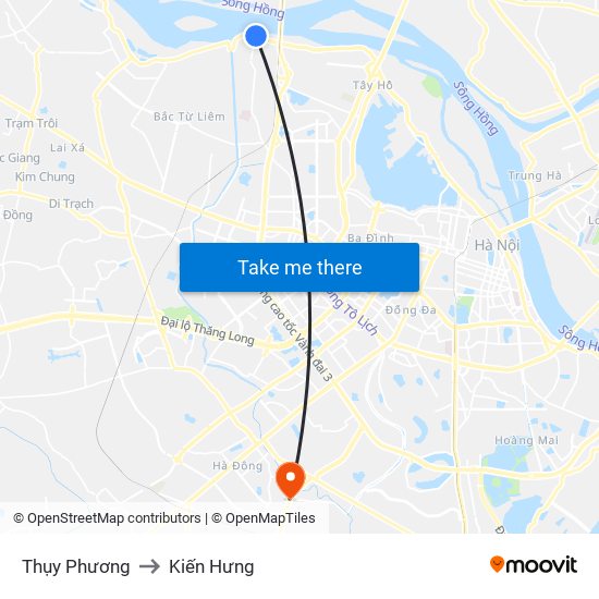 Thụy Phương to Kiến Hưng map