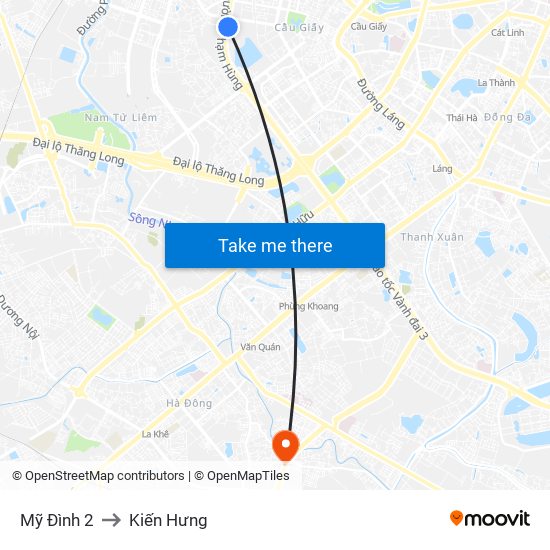 Mỹ Đình 2 to Kiến Hưng map