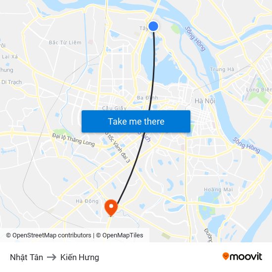 Nhật Tân to Kiến Hưng map