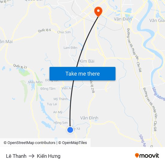 Lê Thanh to Kiến Hưng map