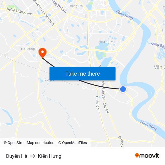 Duyên Hà to Kiến Hưng map