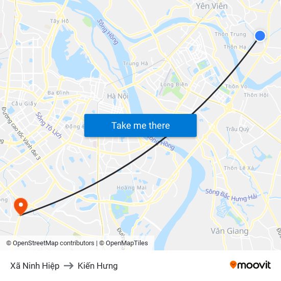 Xã Ninh Hiệp to Kiến Hưng map