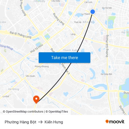 Phường Hàng Bột to Kiến Hưng map