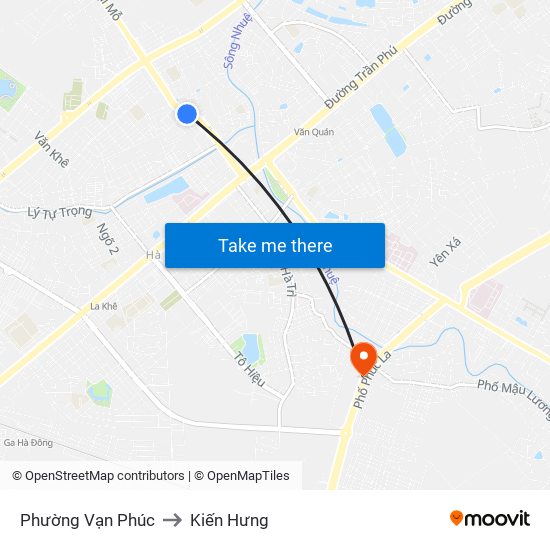 Phường Vạn Phúc to Kiến Hưng map