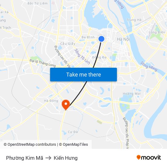 Phường Kim Mã to Kiến Hưng map