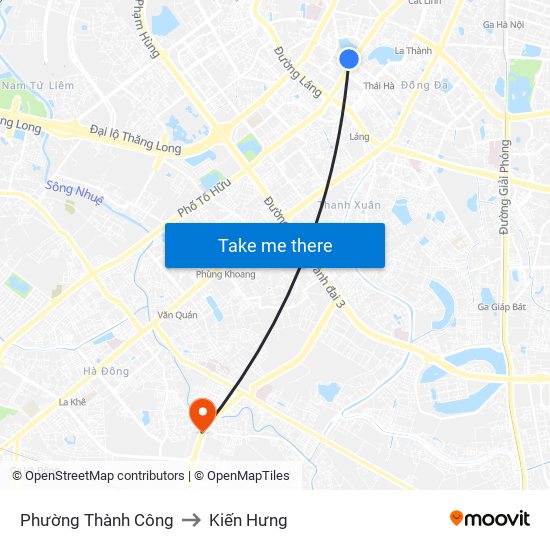 Phường Thành Công to Kiến Hưng map