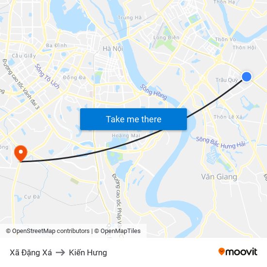 Xã Đặng Xá to Kiến Hưng map