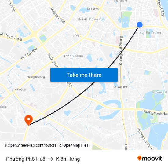 Phường Phố Huế to Kiến Hưng map