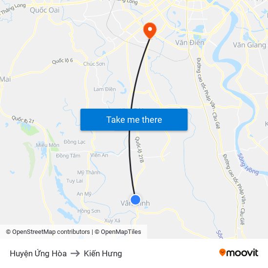 Huyện Ứng Hòa to Kiến Hưng map