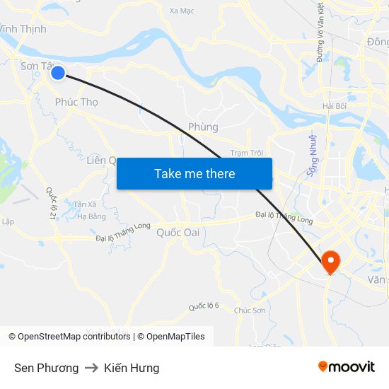 Sen Phương to Kiến Hưng map