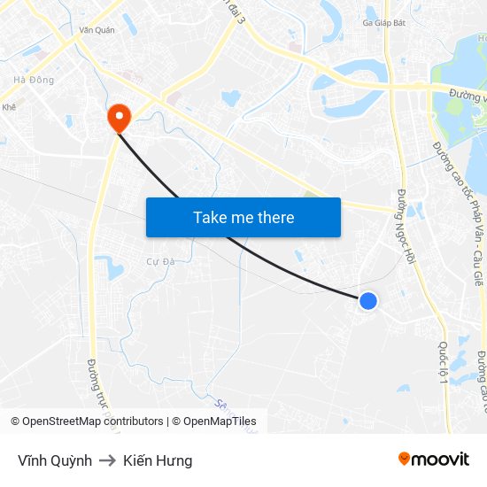 Vĩnh Quỳnh to Kiến Hưng map