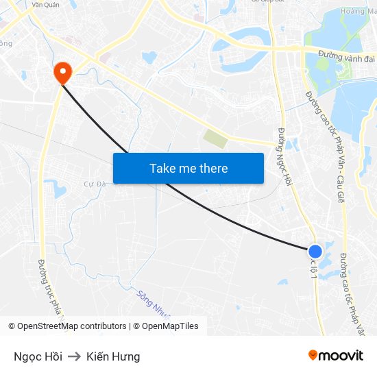 Ngọc Hồi to Kiến Hưng map