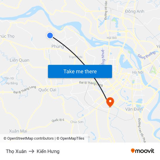 Thọ Xuân to Kiến Hưng map