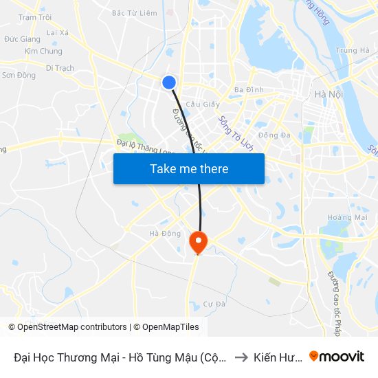Đại Học Thương Mại - Hồ Tùng Mậu (Cột Sau) to Kiến Hưng map