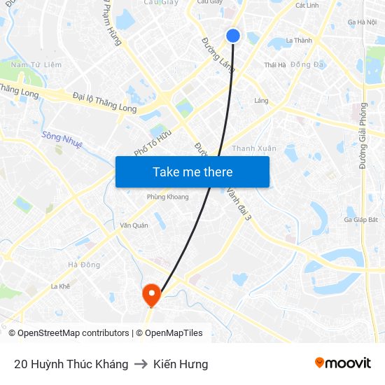 20 Huỳnh Thúc Kháng to Kiến Hưng map