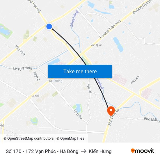 Số 170 - 172 Vạn Phúc - Hà Đông to Kiến Hưng map