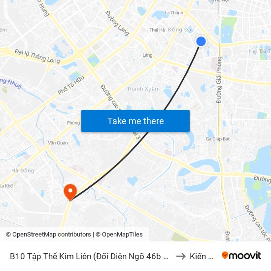 B10 Tập Thể Kim Liên (Đối Diện Ngõ 46b Phạm Ngọc Thạch) to Kiến Hưng map