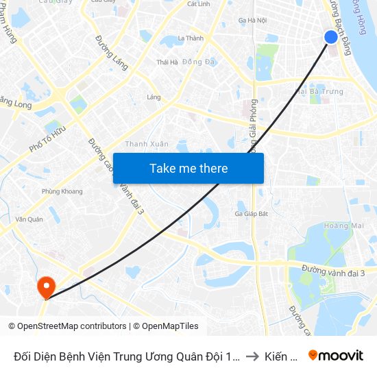 Đối Diện Bệnh Viện Trung Ương Quân Đội 108 - Trần Hưng Đạo to Kiến Hưng map