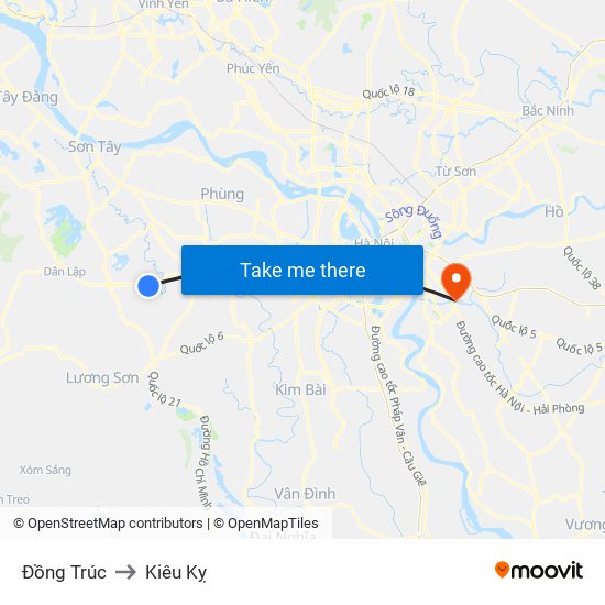 Đồng Trúc to Kiêu Kỵ map